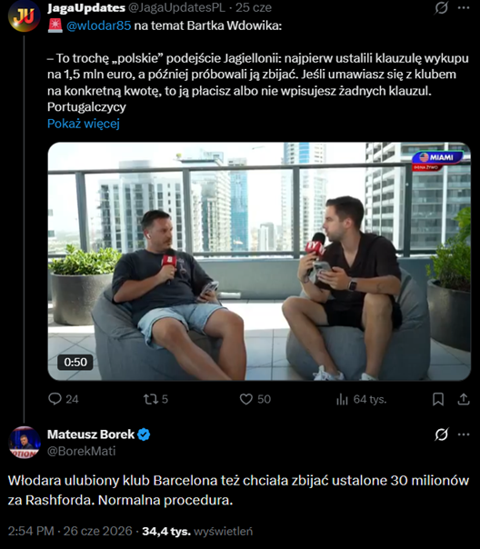 ODPOWIEDŹ Mateusza Borka na ''POLSKIE ZACHOWANIE'' Jagiellonii
